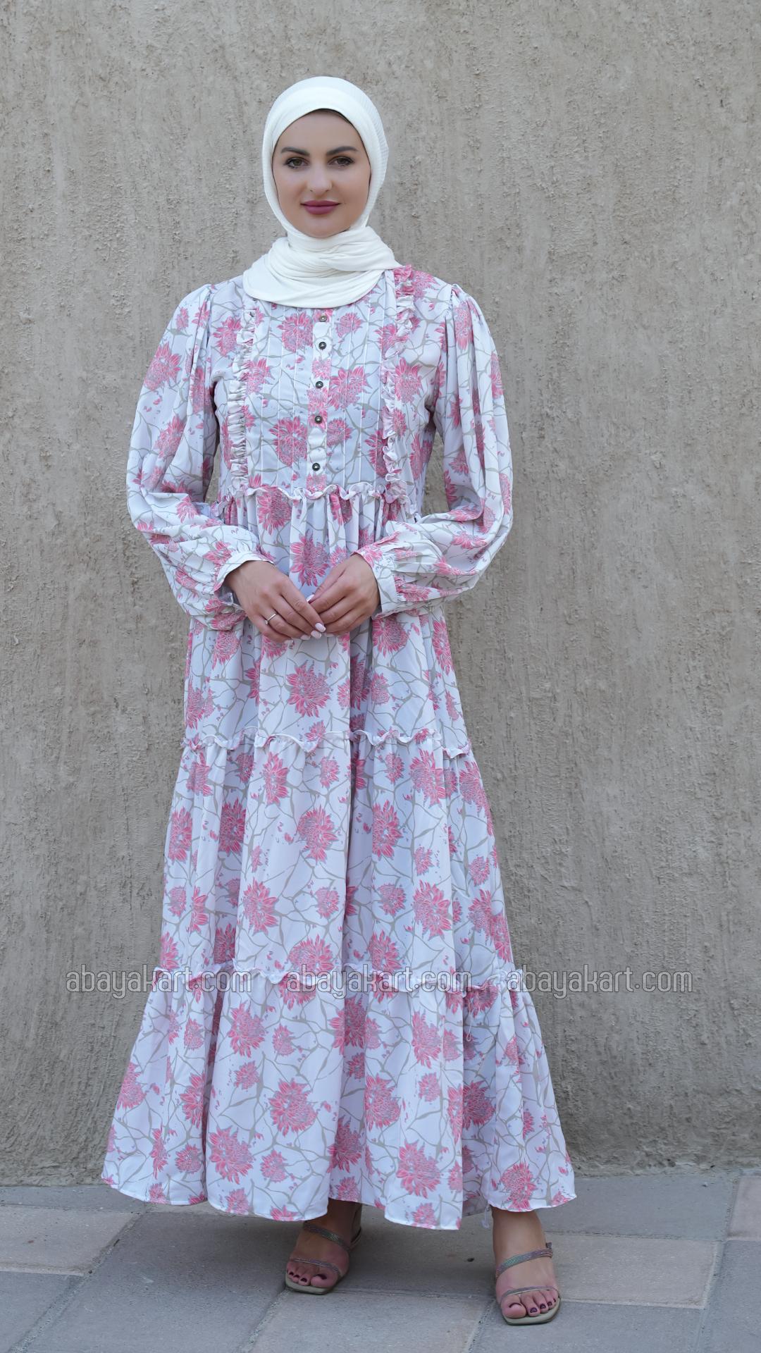 Bulk Stylish FloralPrinted Modest Dress