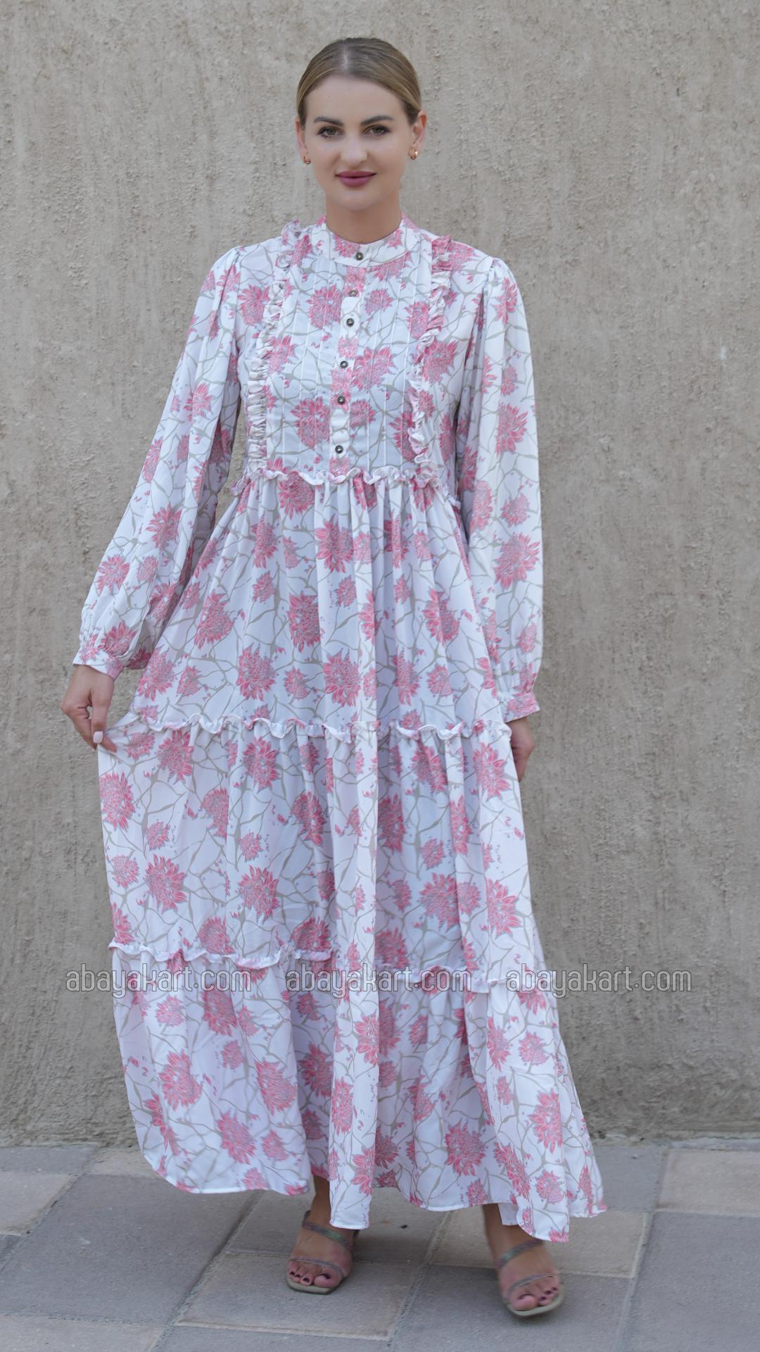 Bulk Stylish FloralPrinted Modest Dress