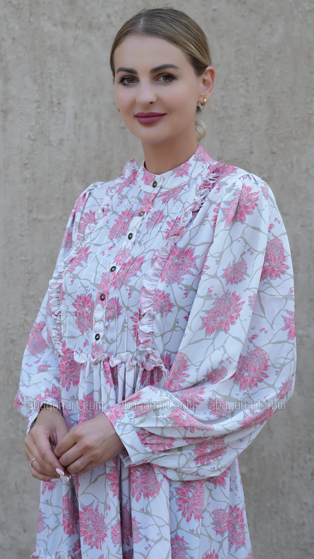 Bulk Stylish FloralPrinted Modest Dress