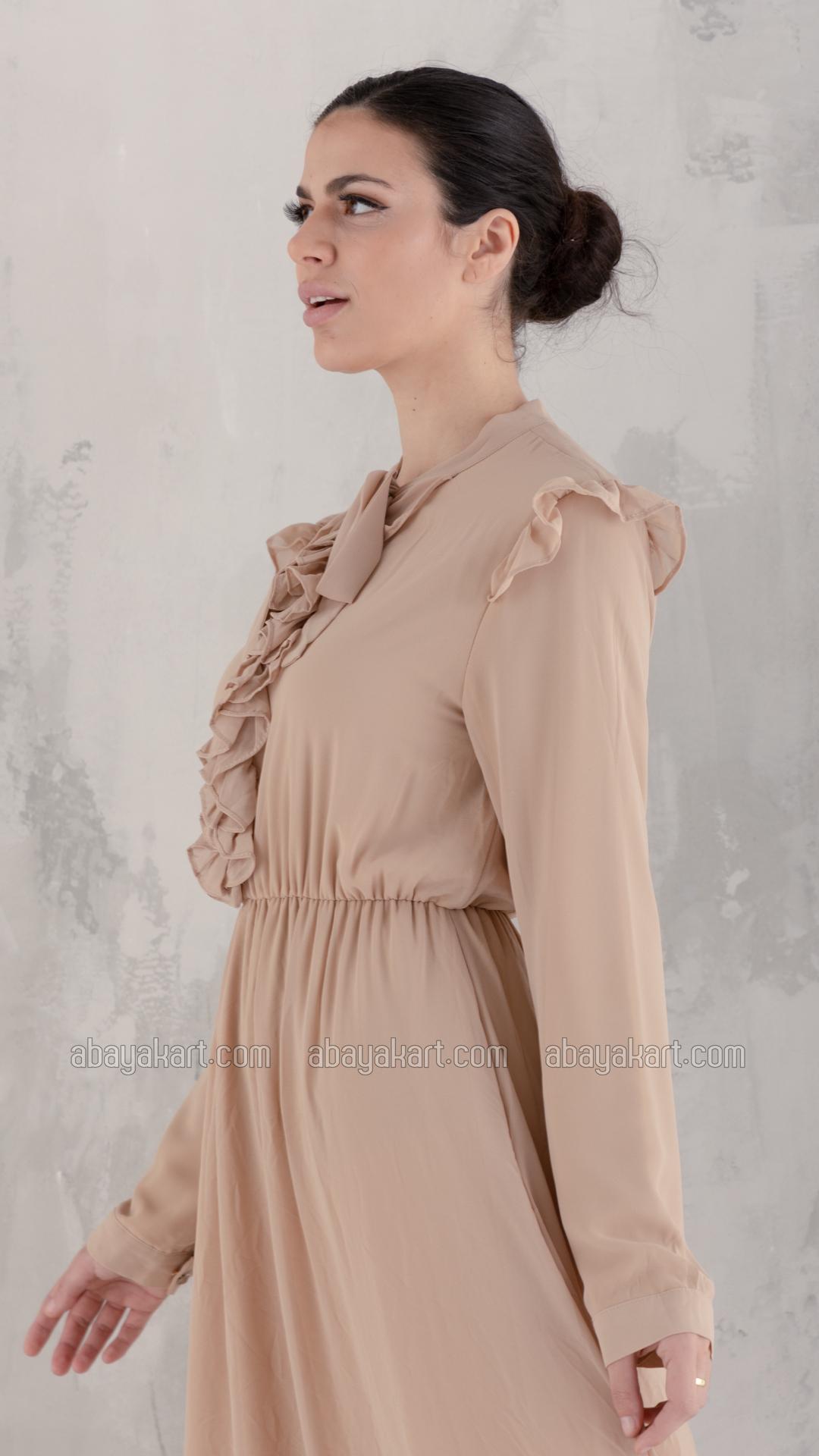 Bulk Nylah Modest Dress In Beige