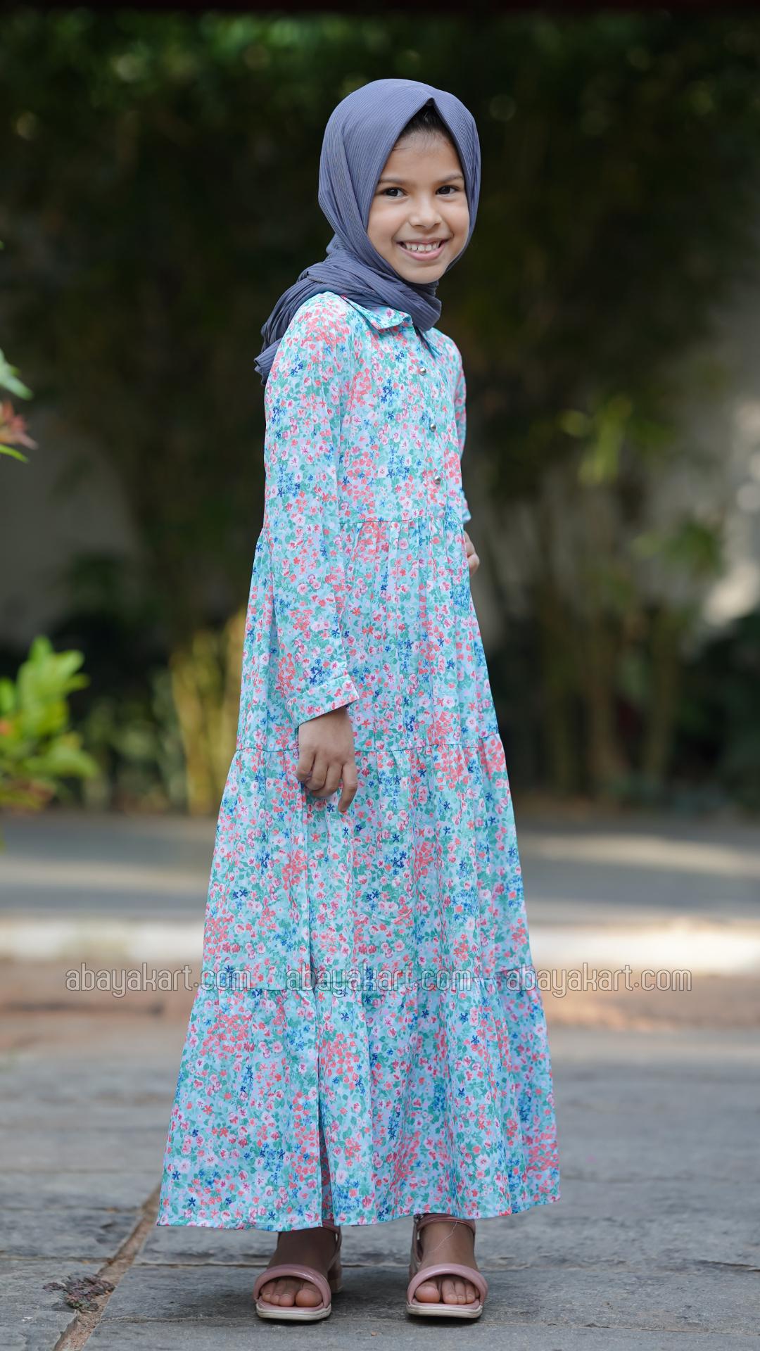 Bulk Kids Calico Floral Printed Modest Dress