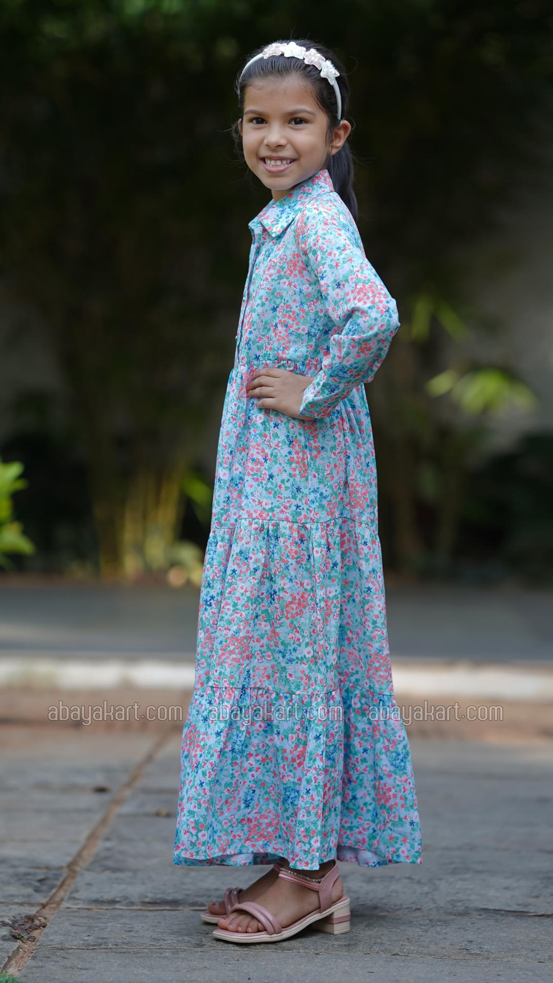 Bulk Kids Calico Floral Printed Modest Dress
