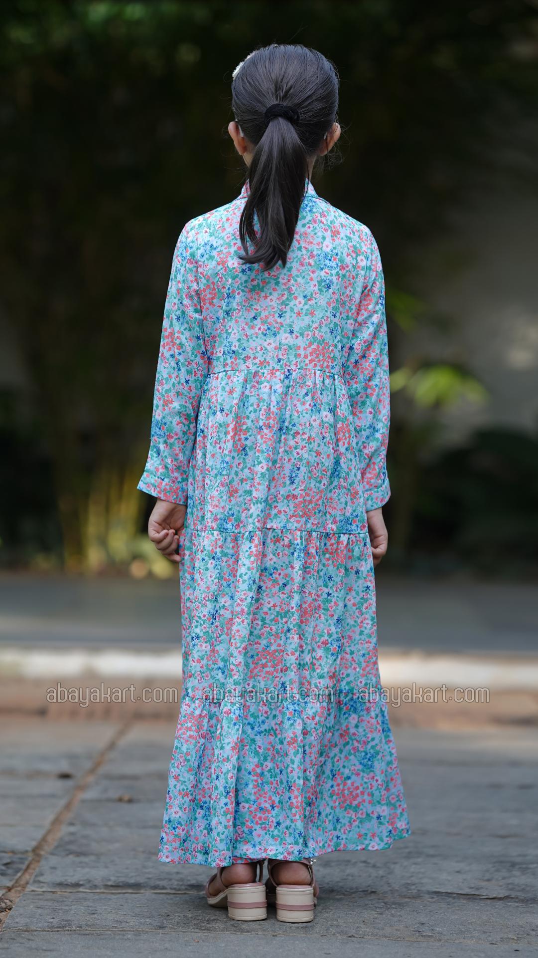 Bulk Kids Calico Floral Printed Modest Dress