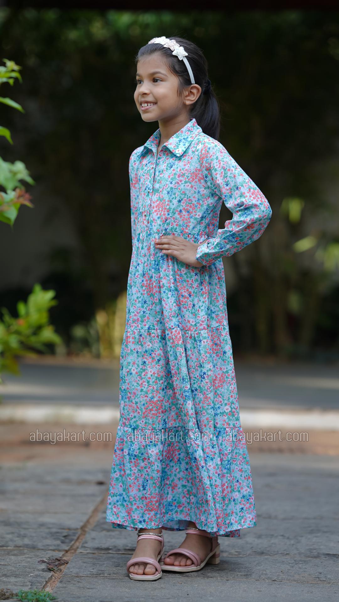 Bulk Kids Calico Floral Printed Modest Dress