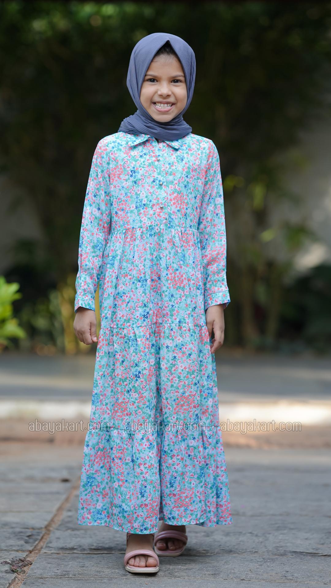 Bulk Kids Calico Floral Printed Modest Dress
