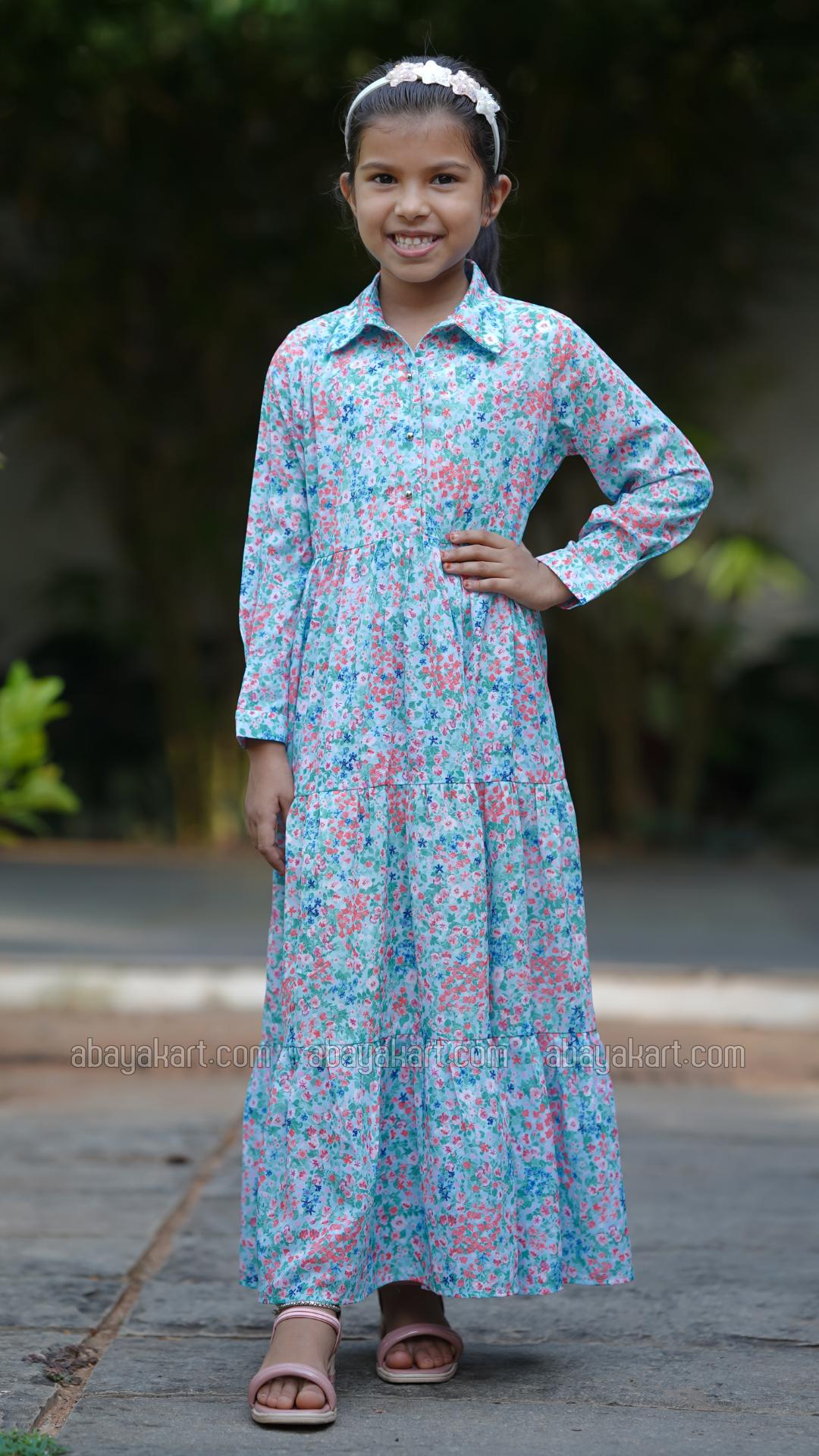 Bulk Kids Calico Floral Printed Modest Dress