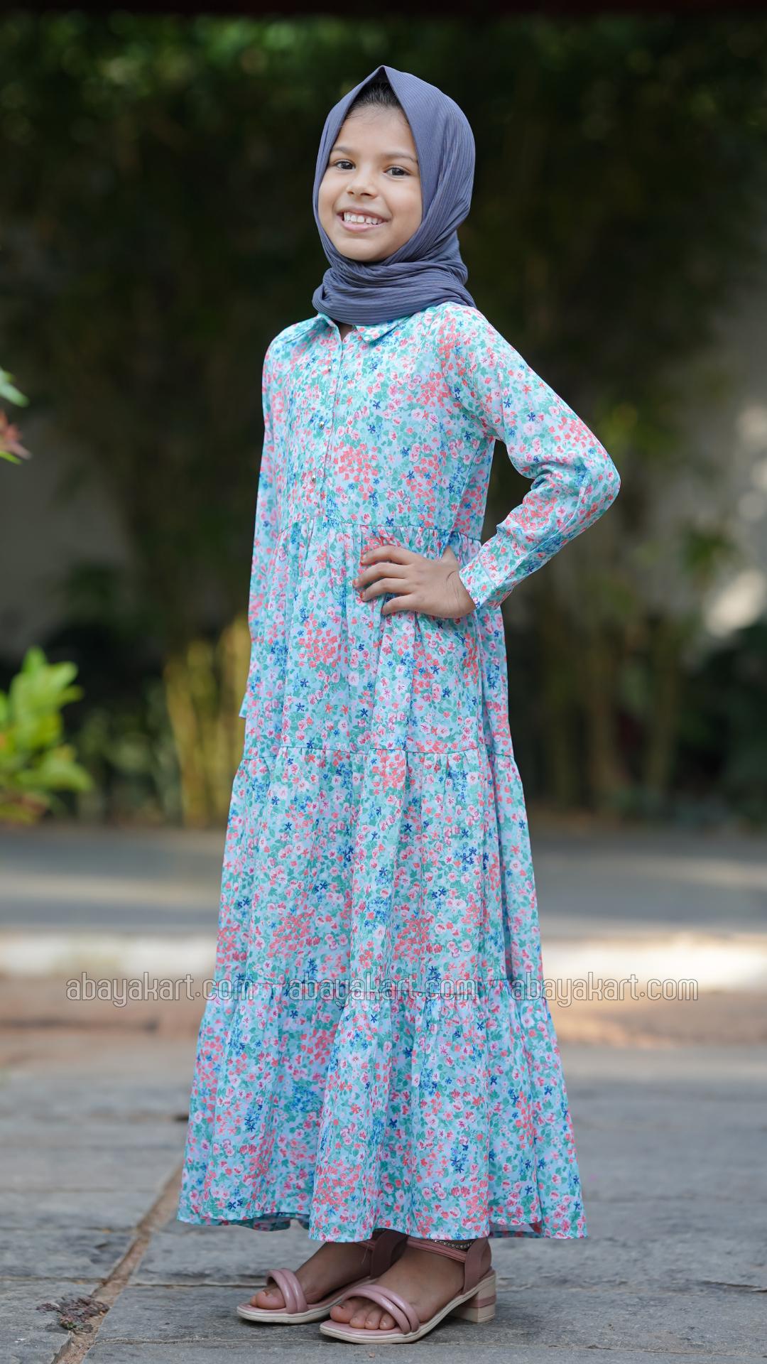 Bulk Kids Calico Floral Printed Modest Dress