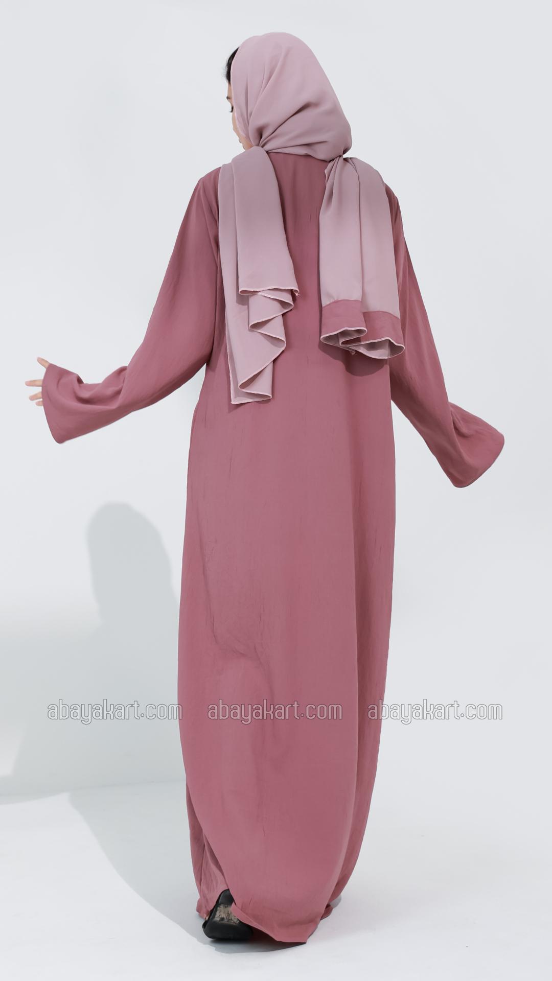 Bulk Modest Abaya with Show Buttons on the Front in Blush Pink and Dull Magenta