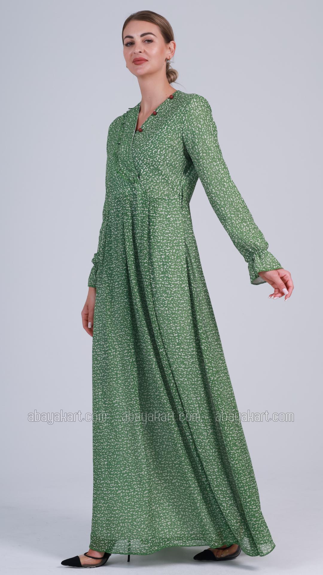 Bulk Abstract Printed Dress in Light Green