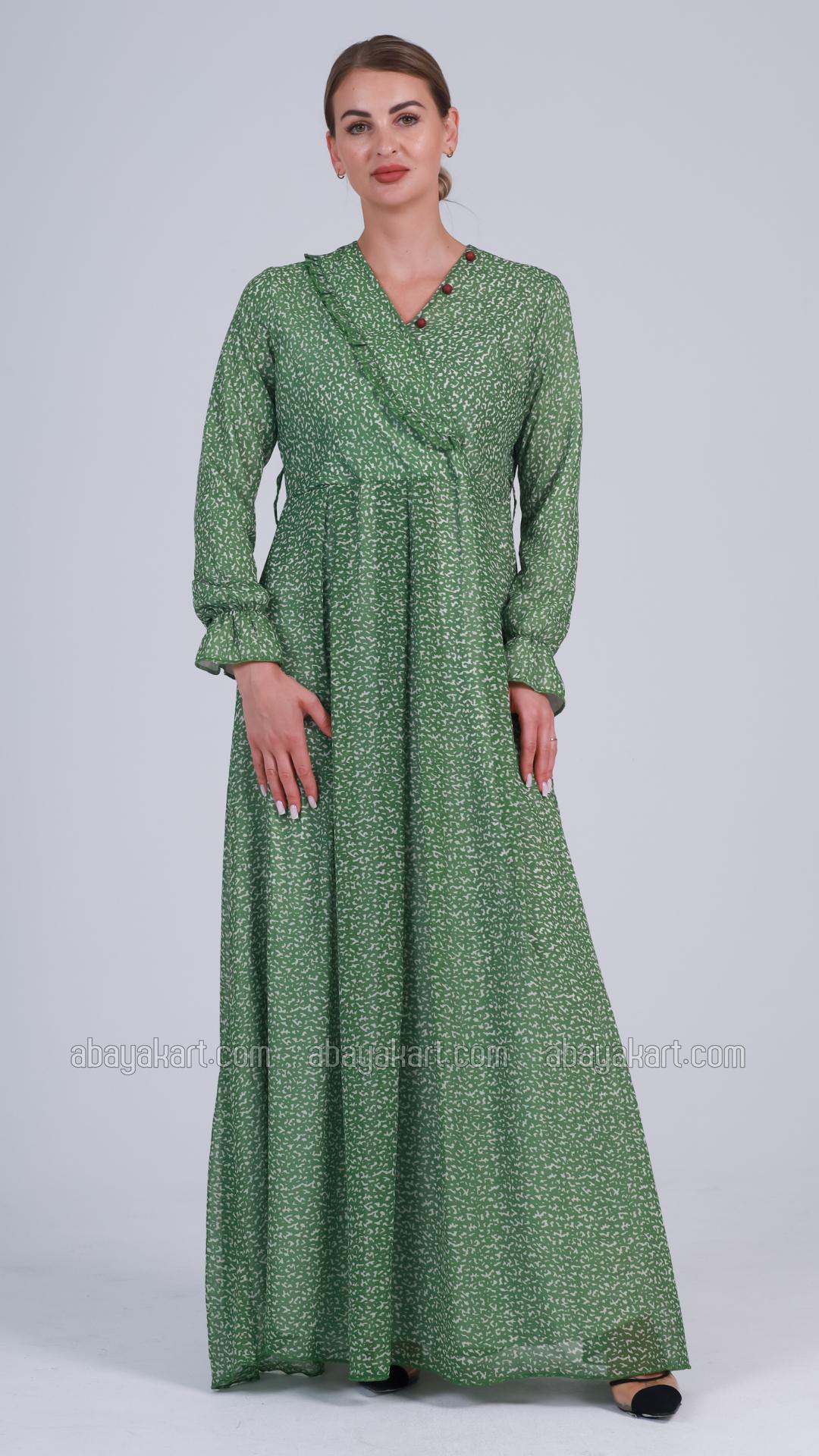 Bulk Abstract Printed Dress in Light Green