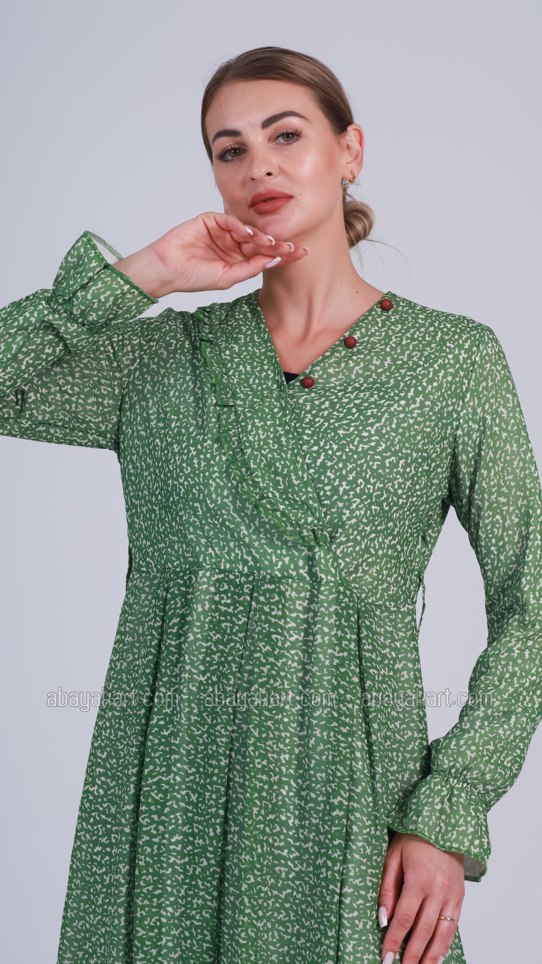 Bulk Abstract Printed Dress in Light Green