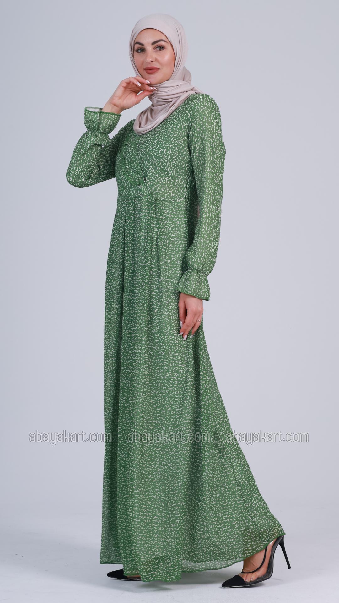 Bulk Abstract Printed Dress in Light Green