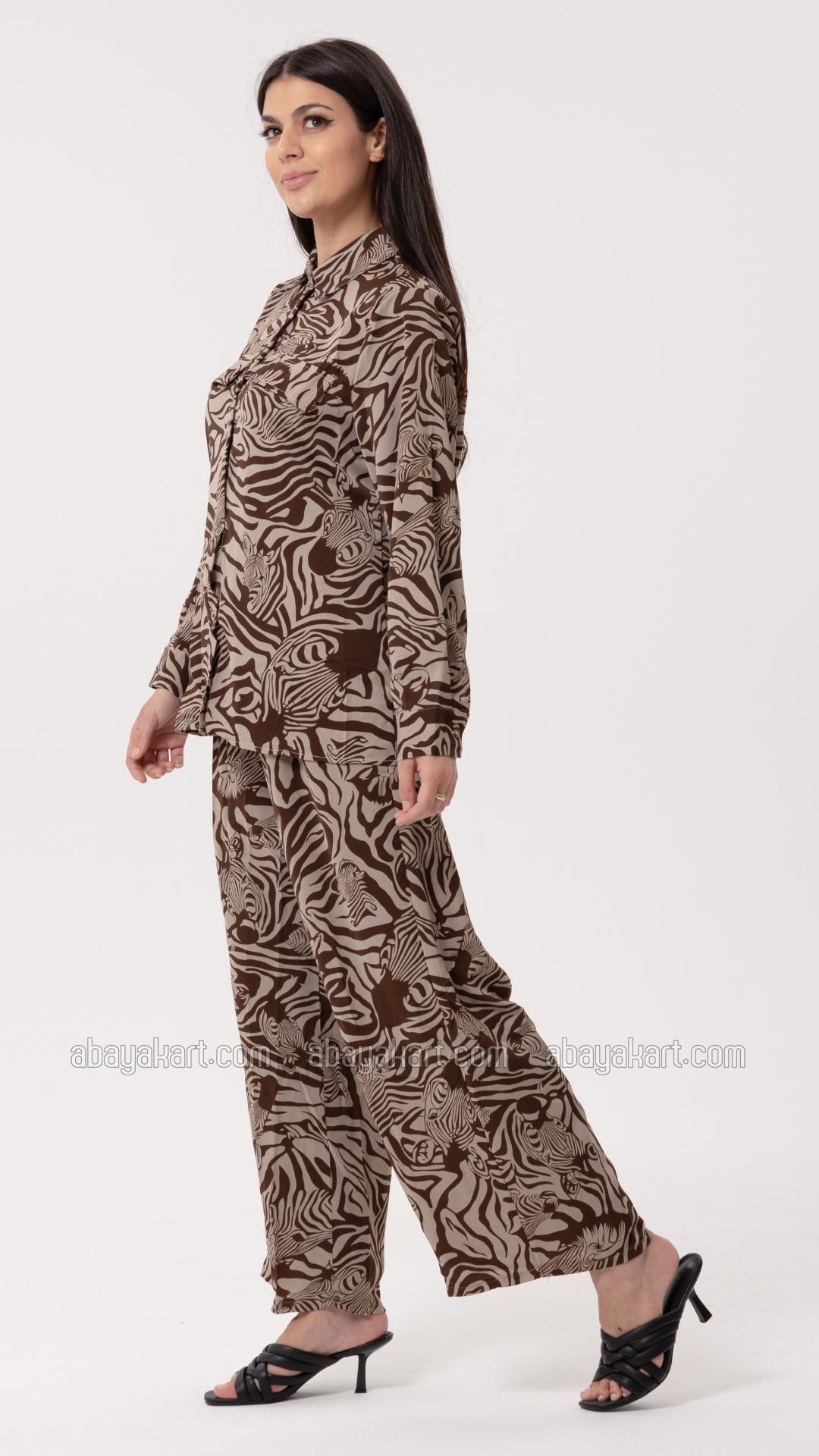 Bulk Printed Coord Set In Brown