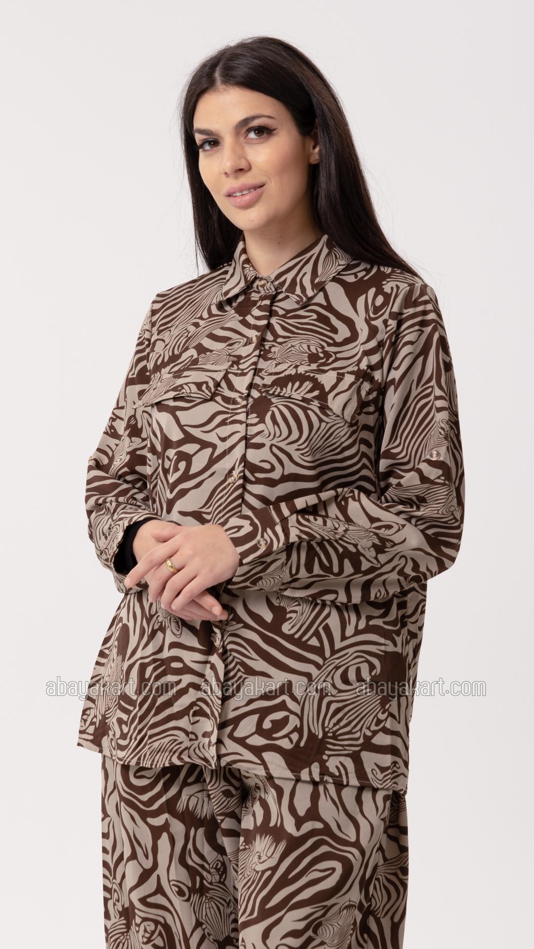 Bulk Printed Coord Set In Brown