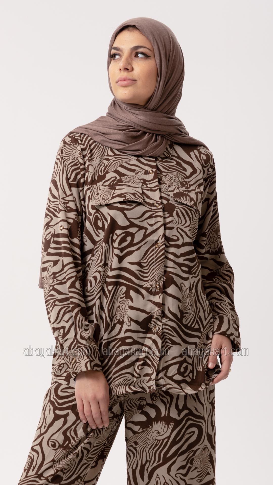 Bulk Printed Coord Set In Brown