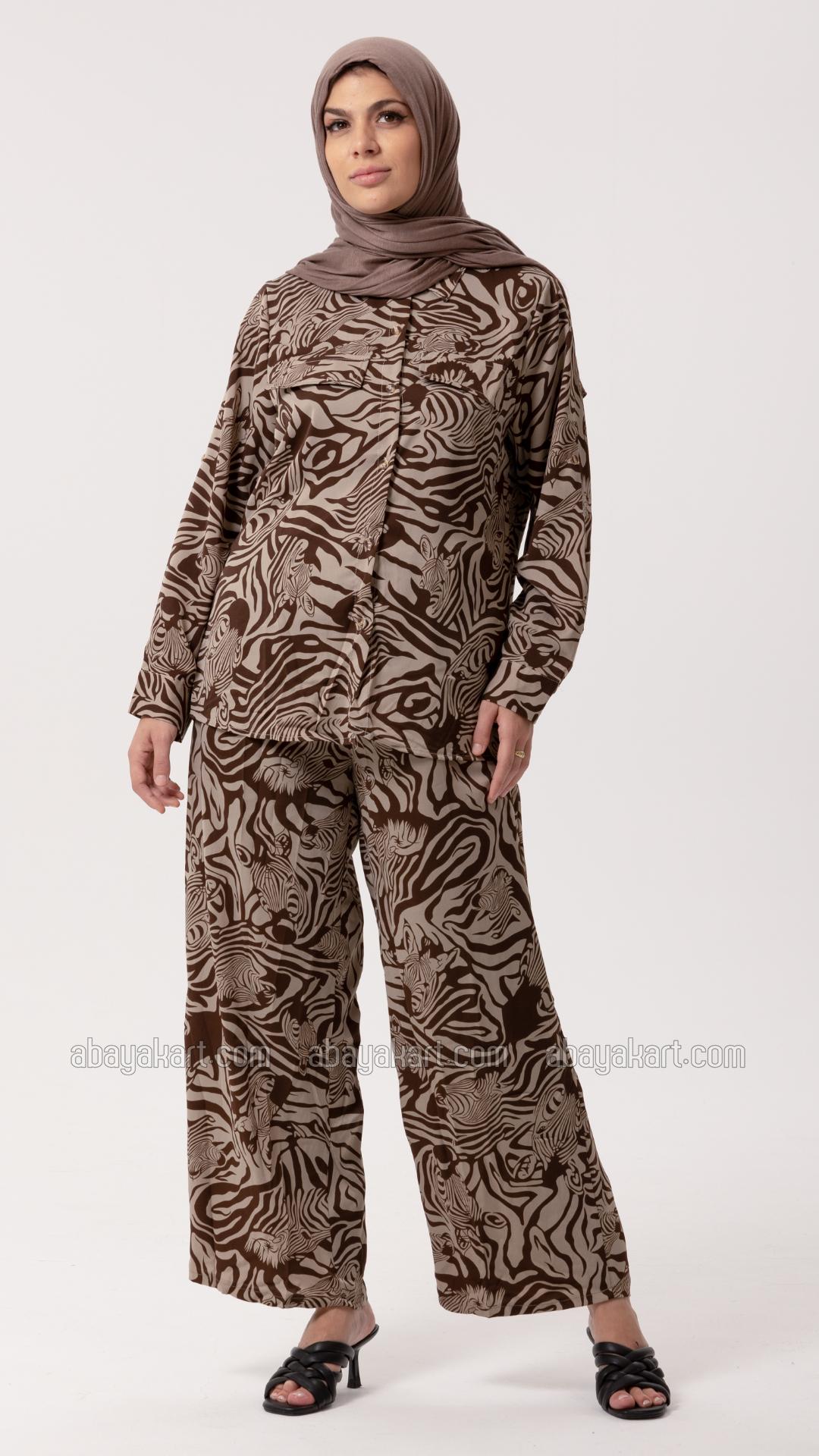 Bulk Printed Coord Set In Brown