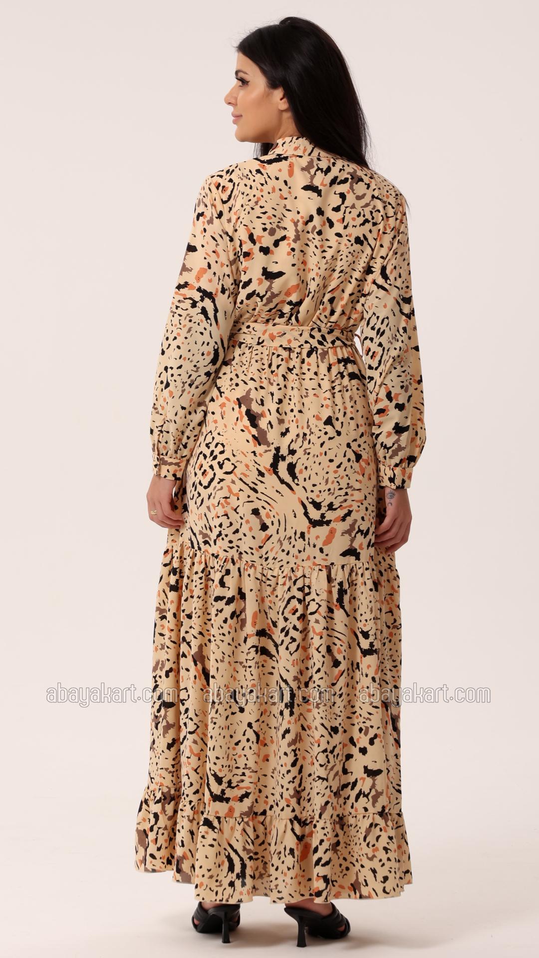 Bulk Printed Modest Dress in Cream