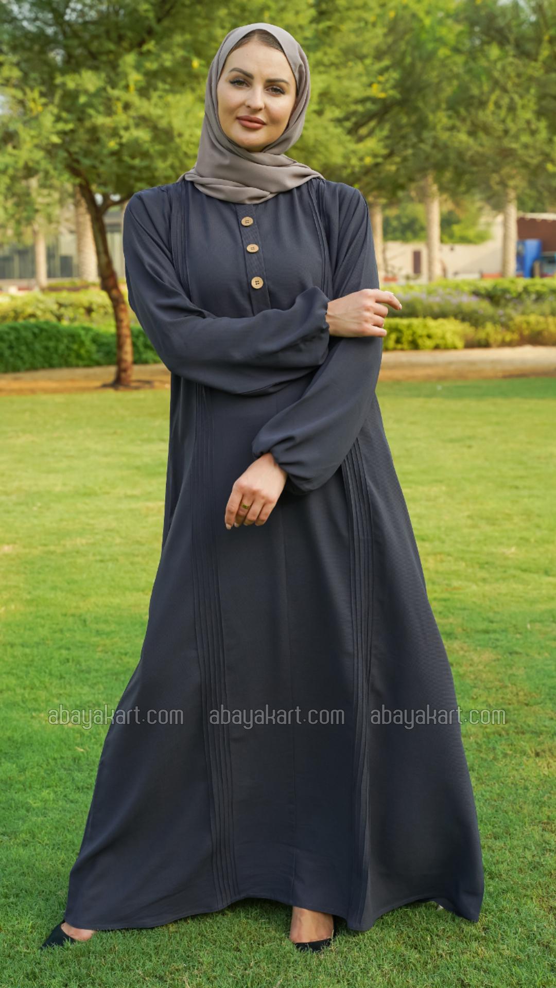Bulk Abaya With Show Button in Dark Grey