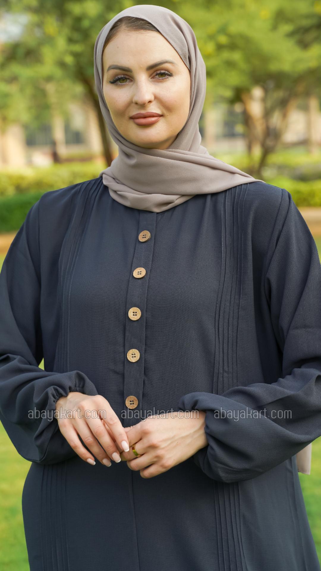Bulk Abaya With Show Button in Dark Grey