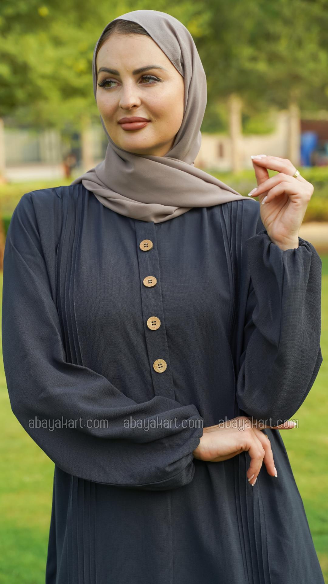 Bulk Abaya With Show Button in Dark Grey