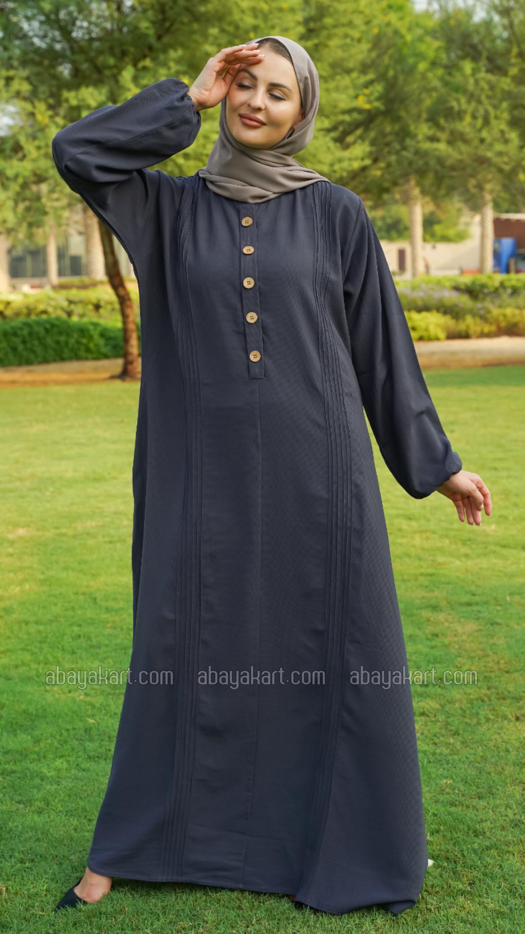 Bulk Abaya With Show Button in Dark Grey