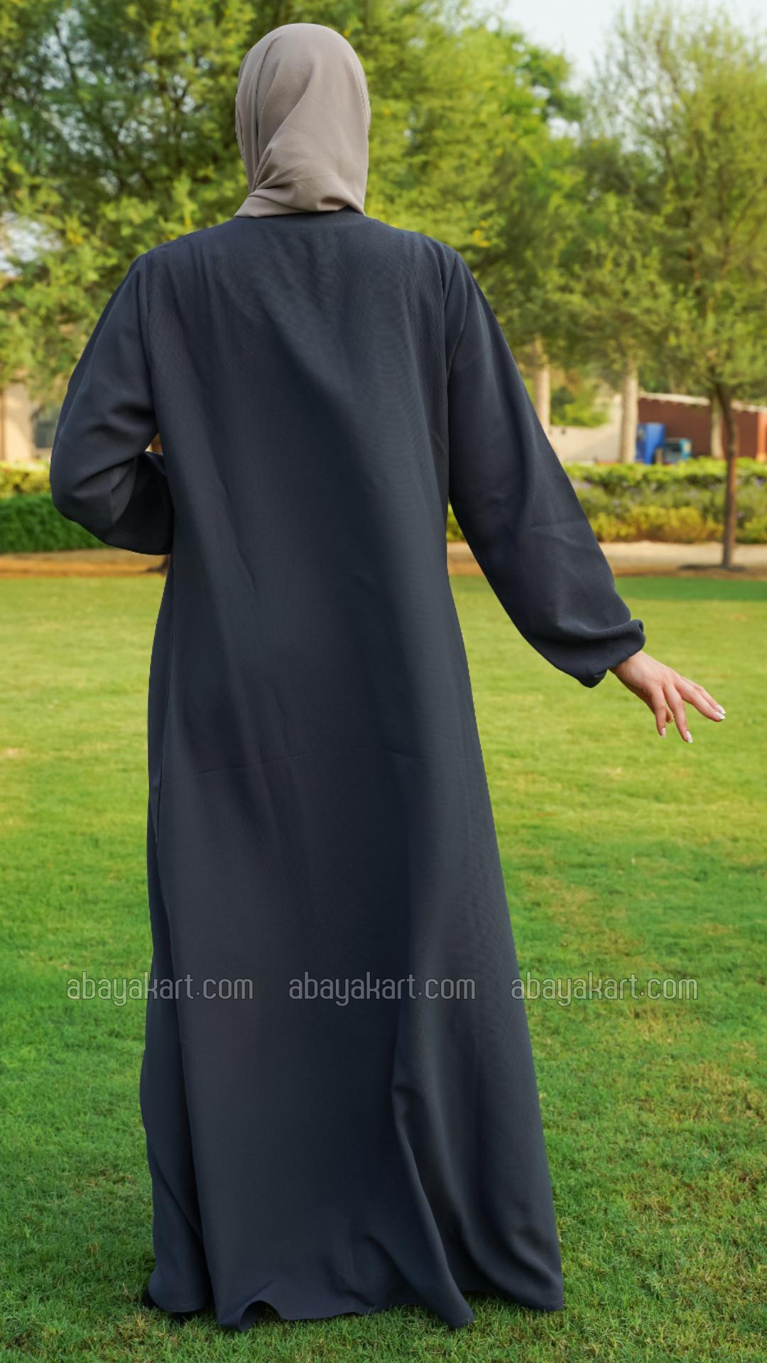 Bulk Abaya With Show Button in Dark Grey