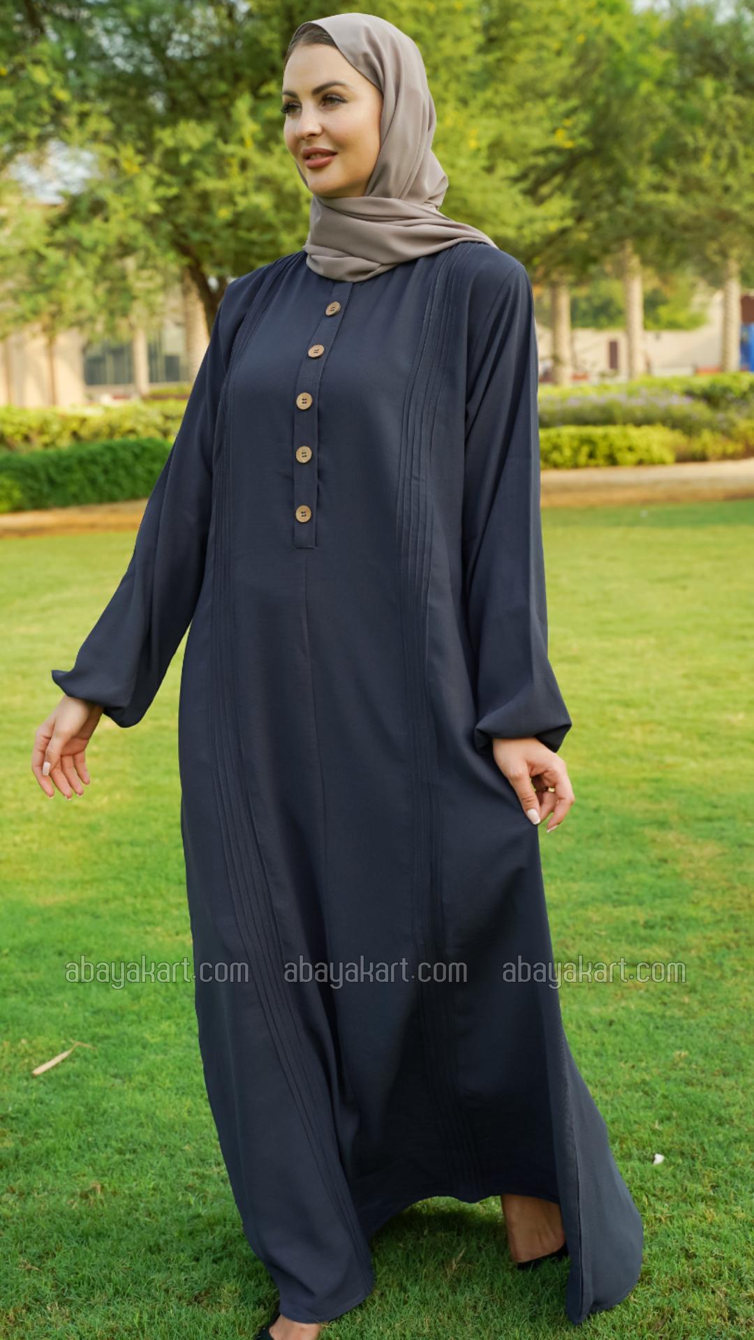 Bulk Abaya With Show Button in Dark Grey