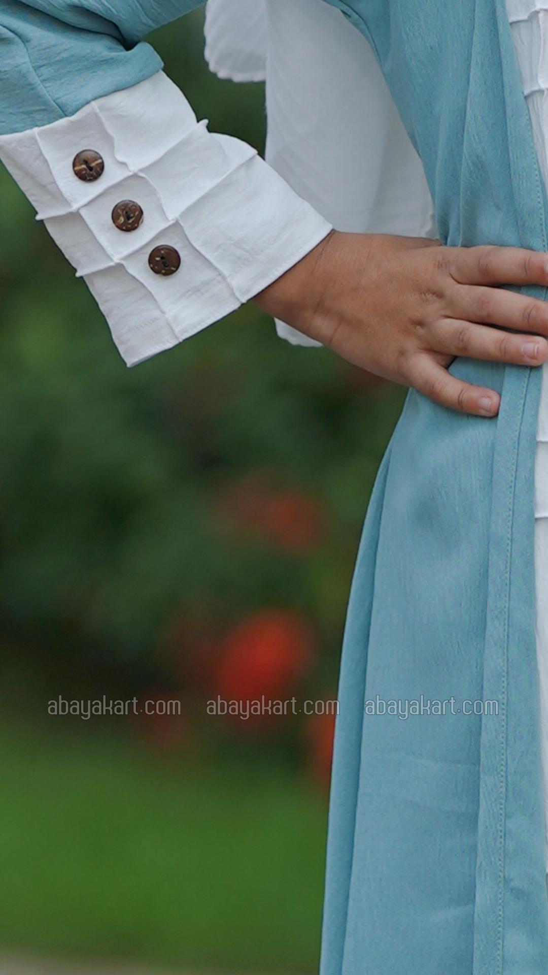 Bulk CEY Kids Modest Dress with a Shrug and Show Buttons in Turquoise and OffWhite