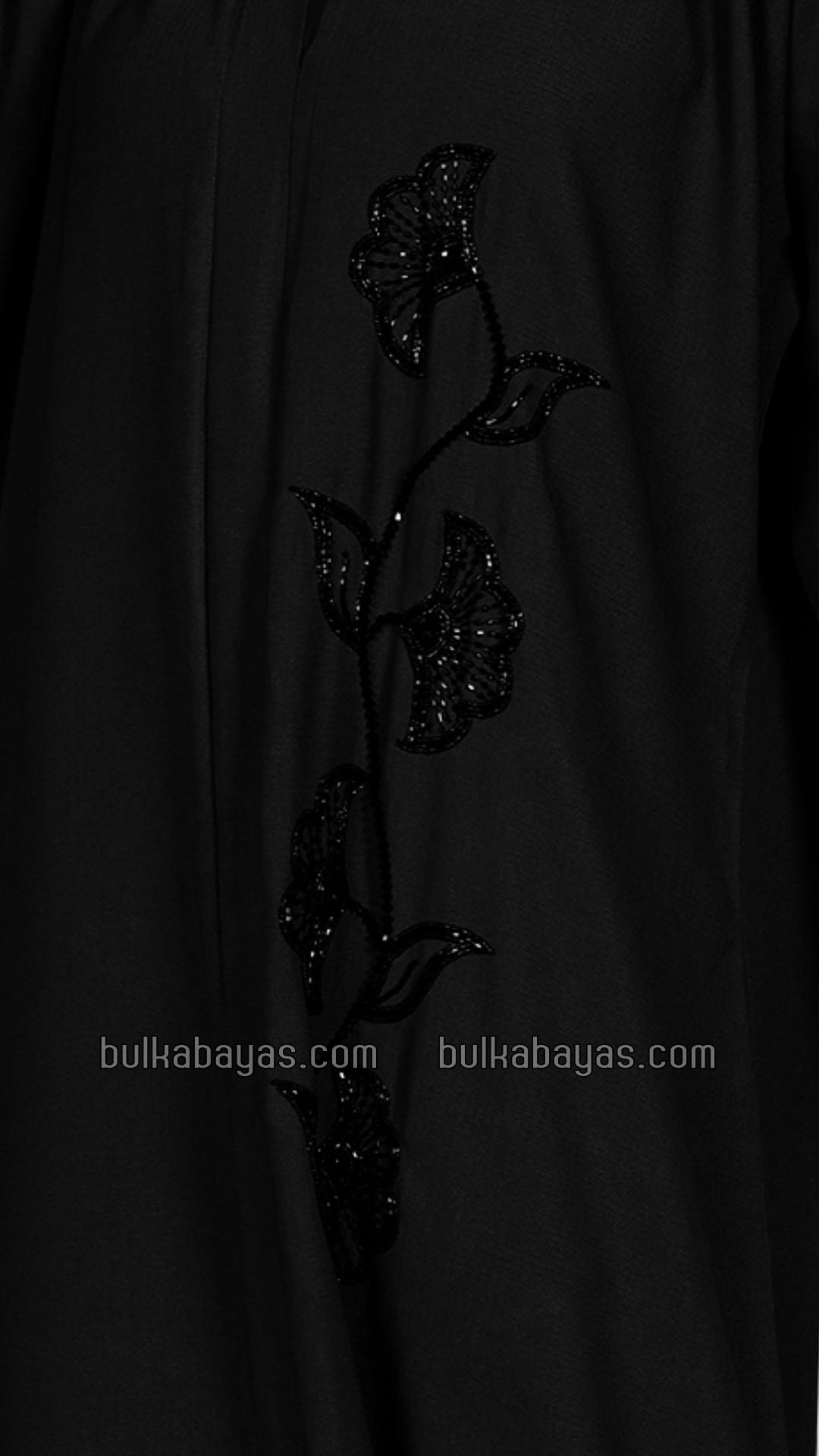 Bulk Masha Crepe simple Abaya with Crystal Handwork in Black