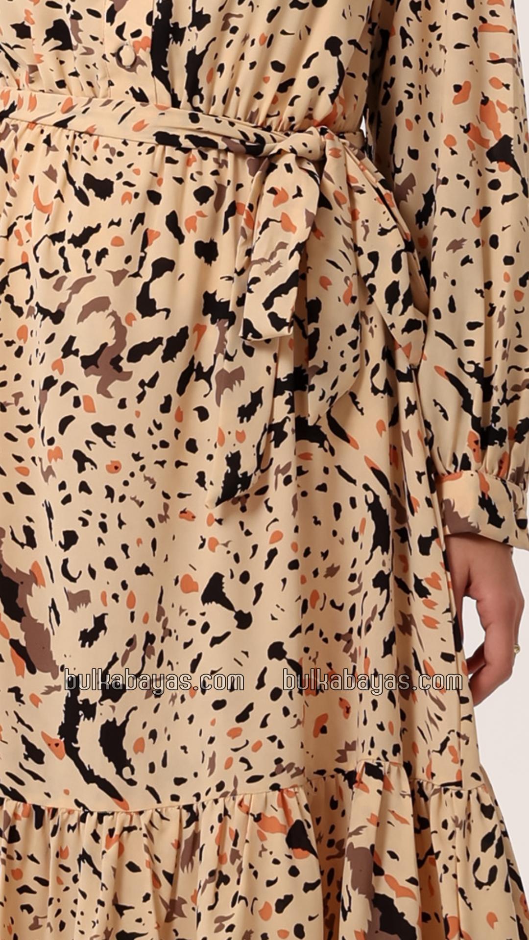 Bulk Printed Modest Dress in Cream