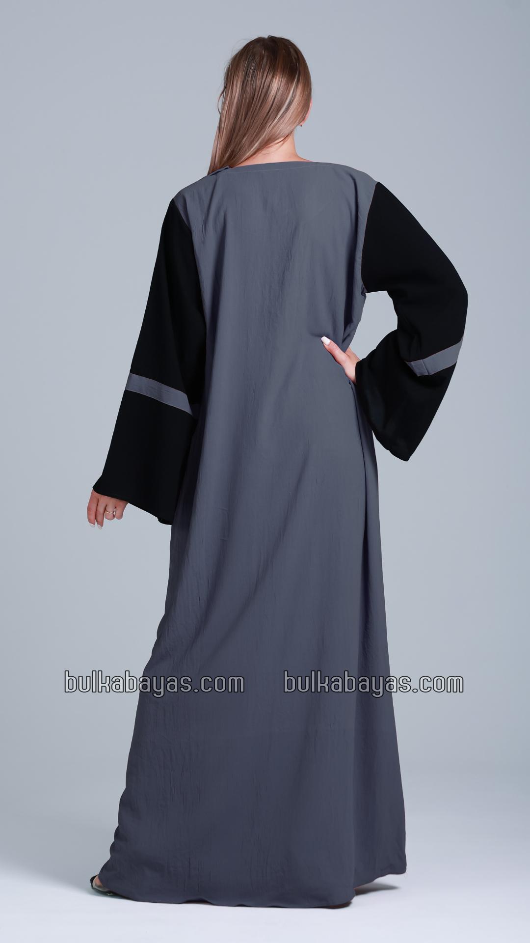 Bulk Abaya with Black Show Buttons on the Front in Dark Grey
