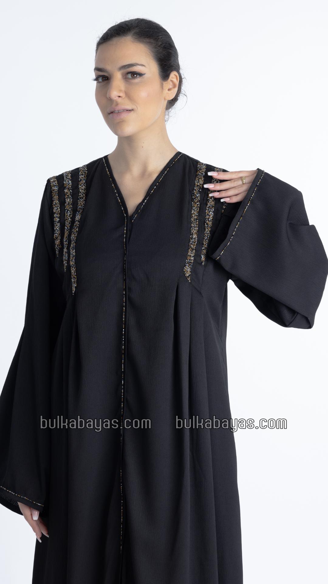 Bulk Gorgeous Abaya With Pleated Design And Hand Work On Front