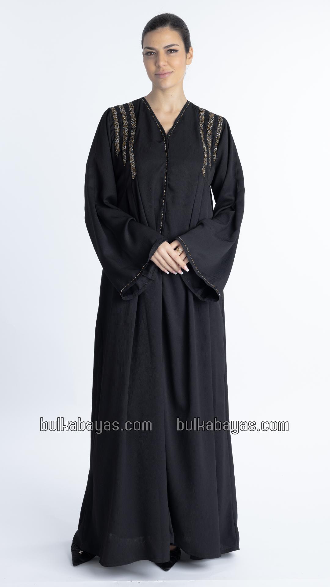 Bulk Gorgeous Abaya With Pleated Design And Hand Work On Front