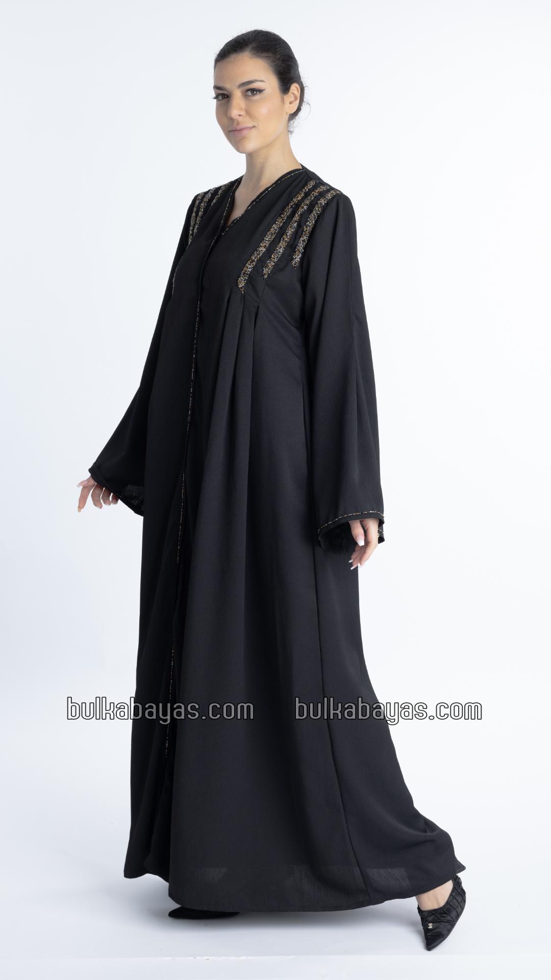 Bulk Gorgeous Abaya With Pleated Design And Hand Work On Front
