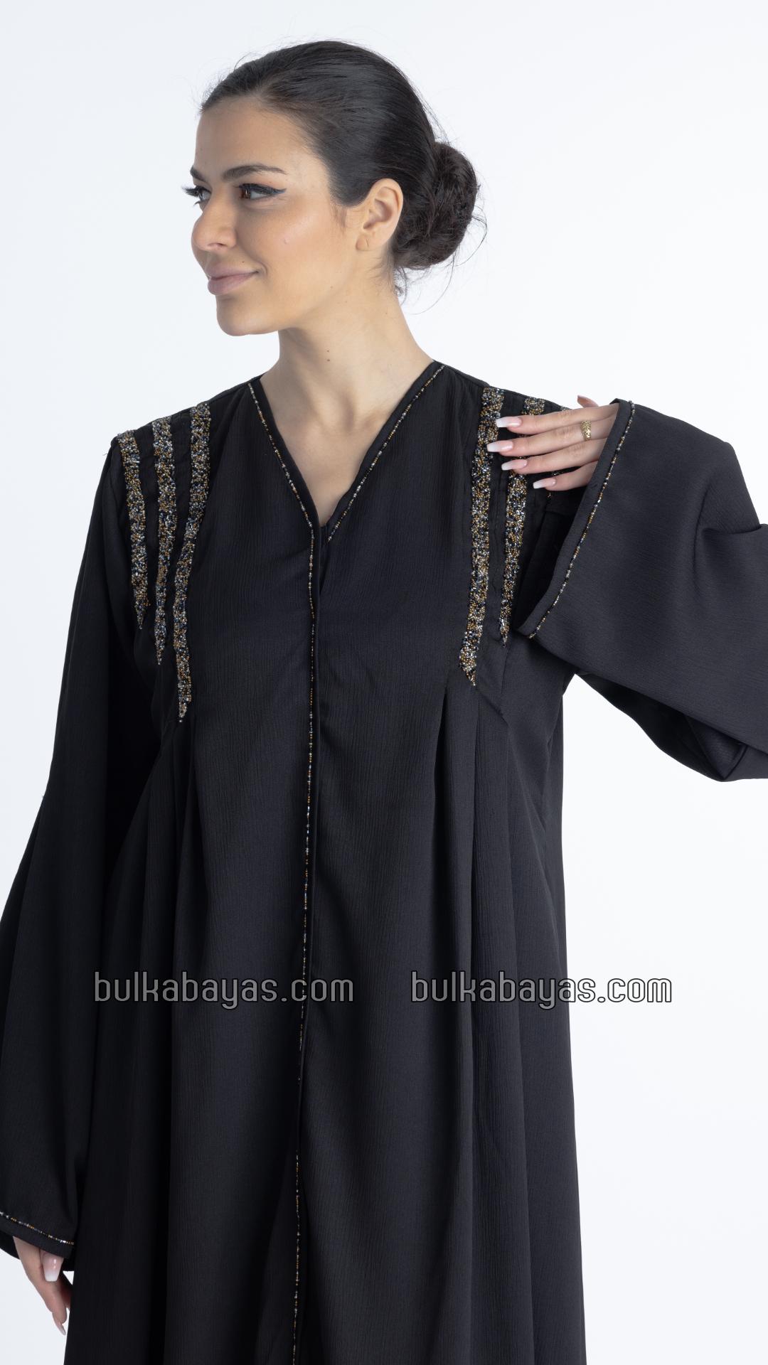 Bulk Gorgeous Abaya With Pleated Design And Hand Work On Front