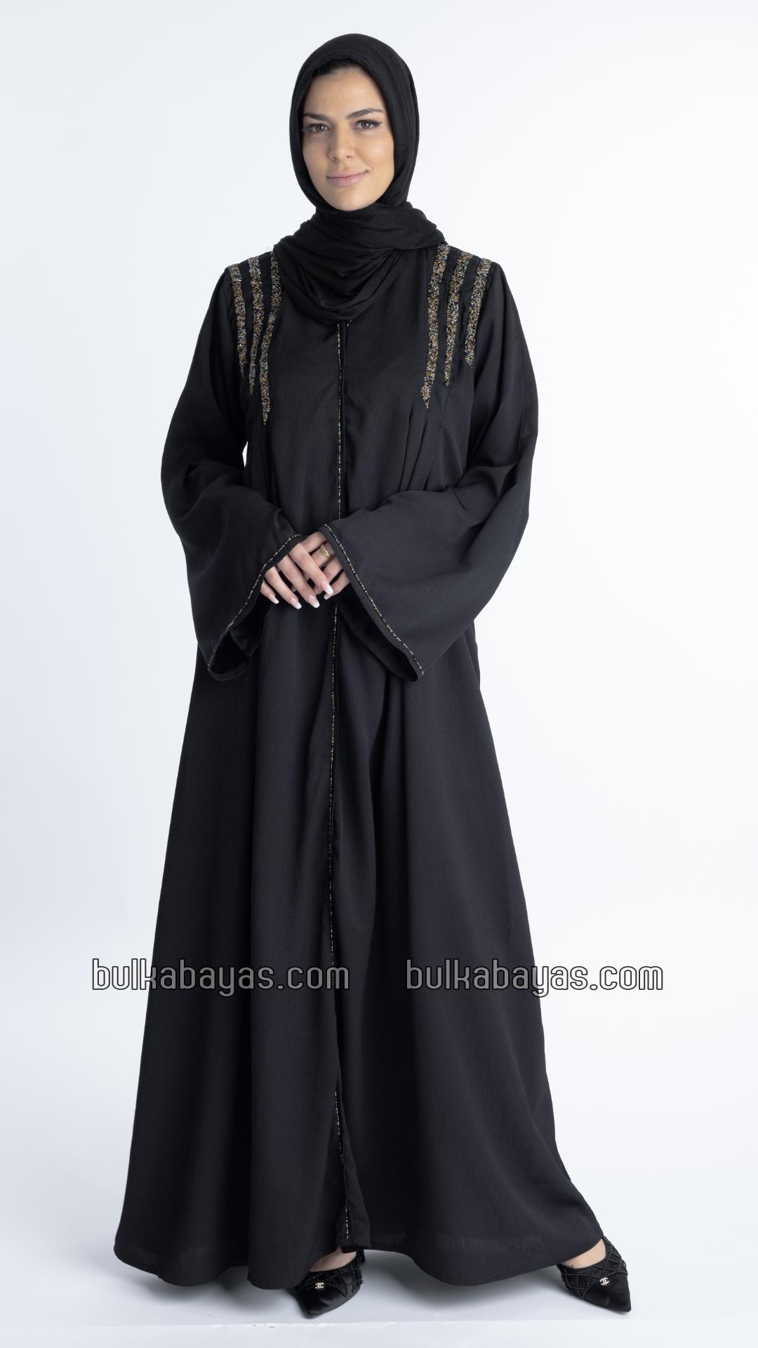 Bulk Gorgeous Abaya With Pleated Design And Hand Work On Front