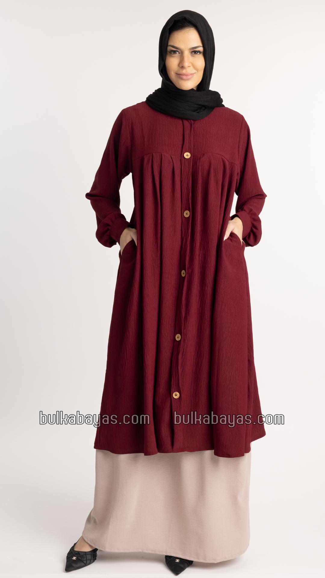 Bulk Glorious TwoPiece Skirt Abaya in Maroon and Almond