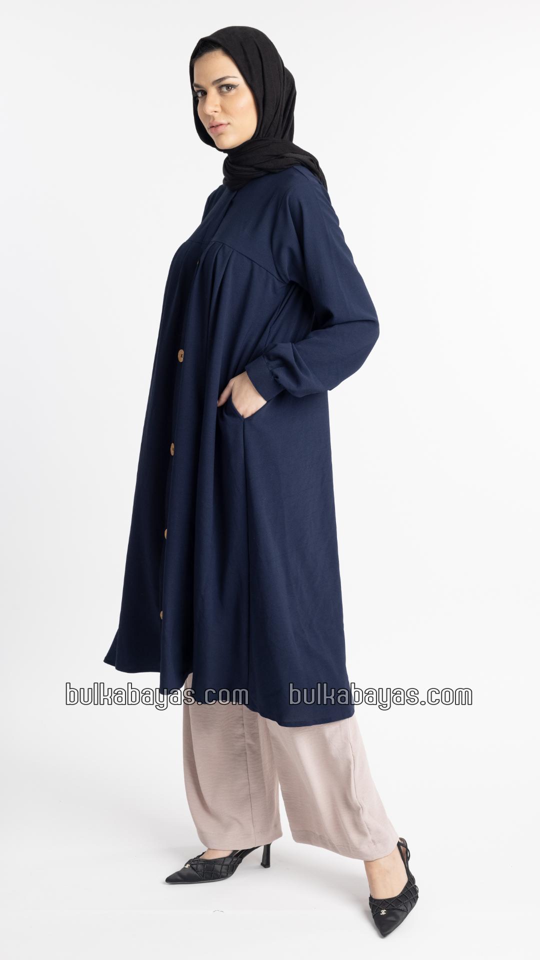 Bulk Modest Tunic Coord Set In Navy Blue  Almond
