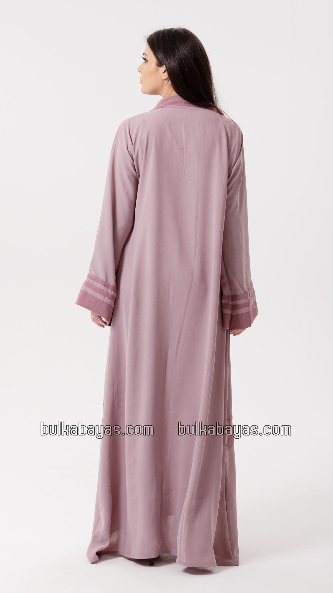 Bulk Trendy Abaya with Band Work on the Front and Sleeves in Blush Pink