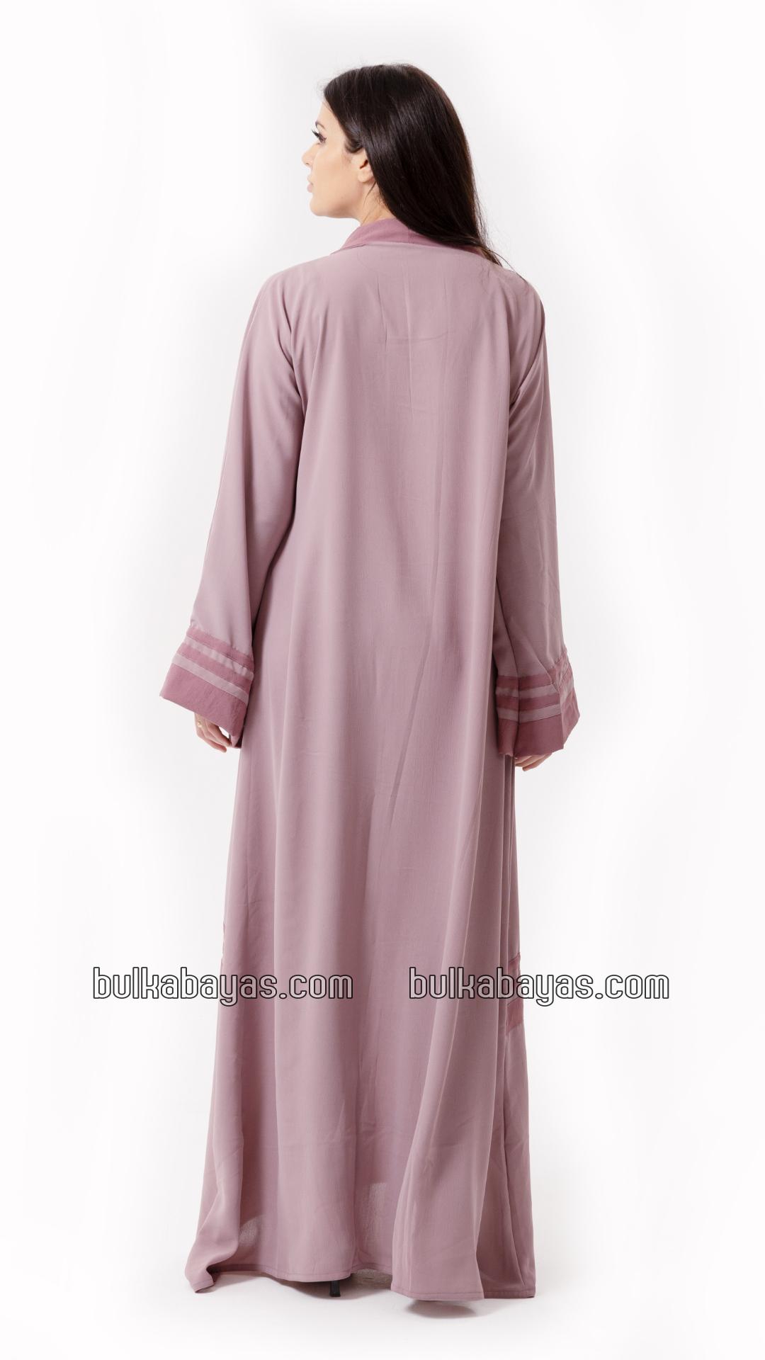 Bulk Trendy Abaya with Band Work on the Front and Sleeves in Blush Pink