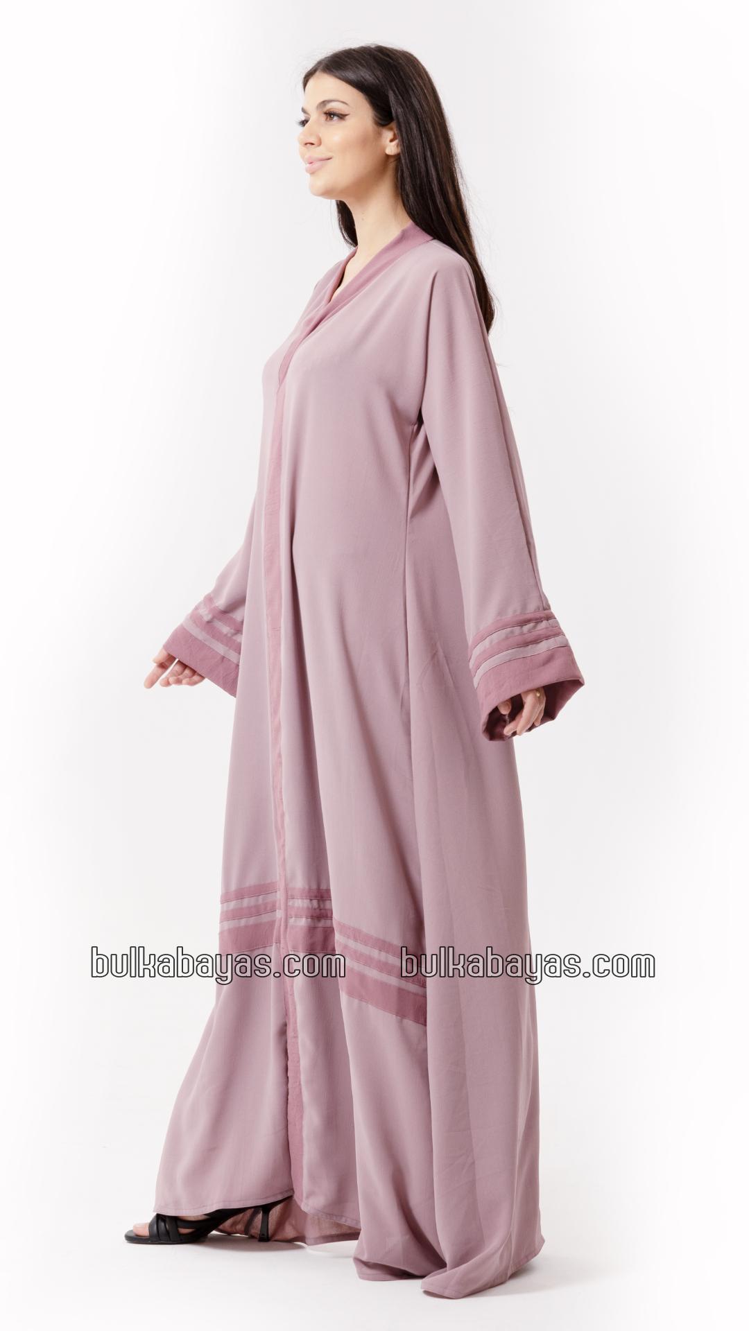 Bulk Trendy Abaya with Band Work on the Front and Sleeves in Blush Pink