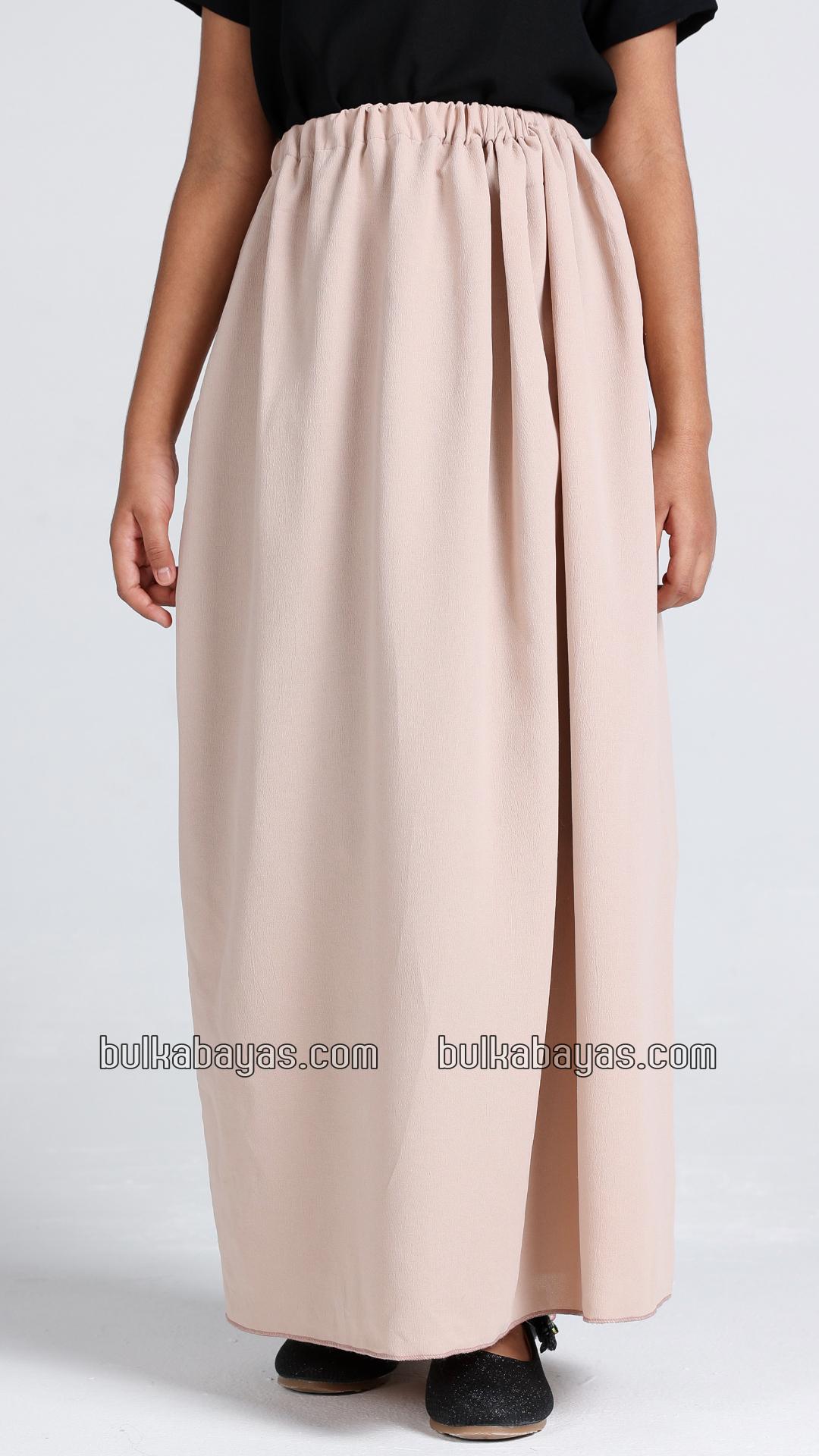 Bulk Kids Jilbab With Skirt And Khimar in Almond