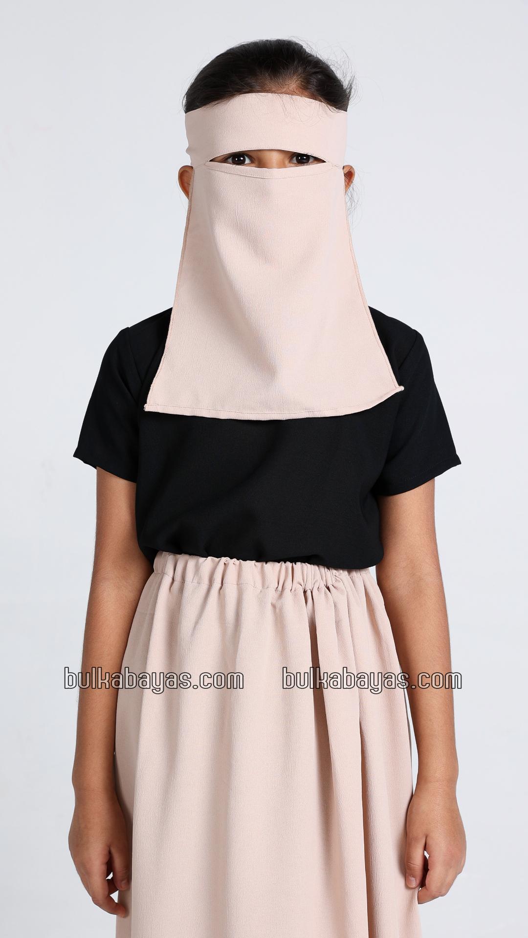 Bulk Kids Jilbab With Skirt And Khimar in Almond