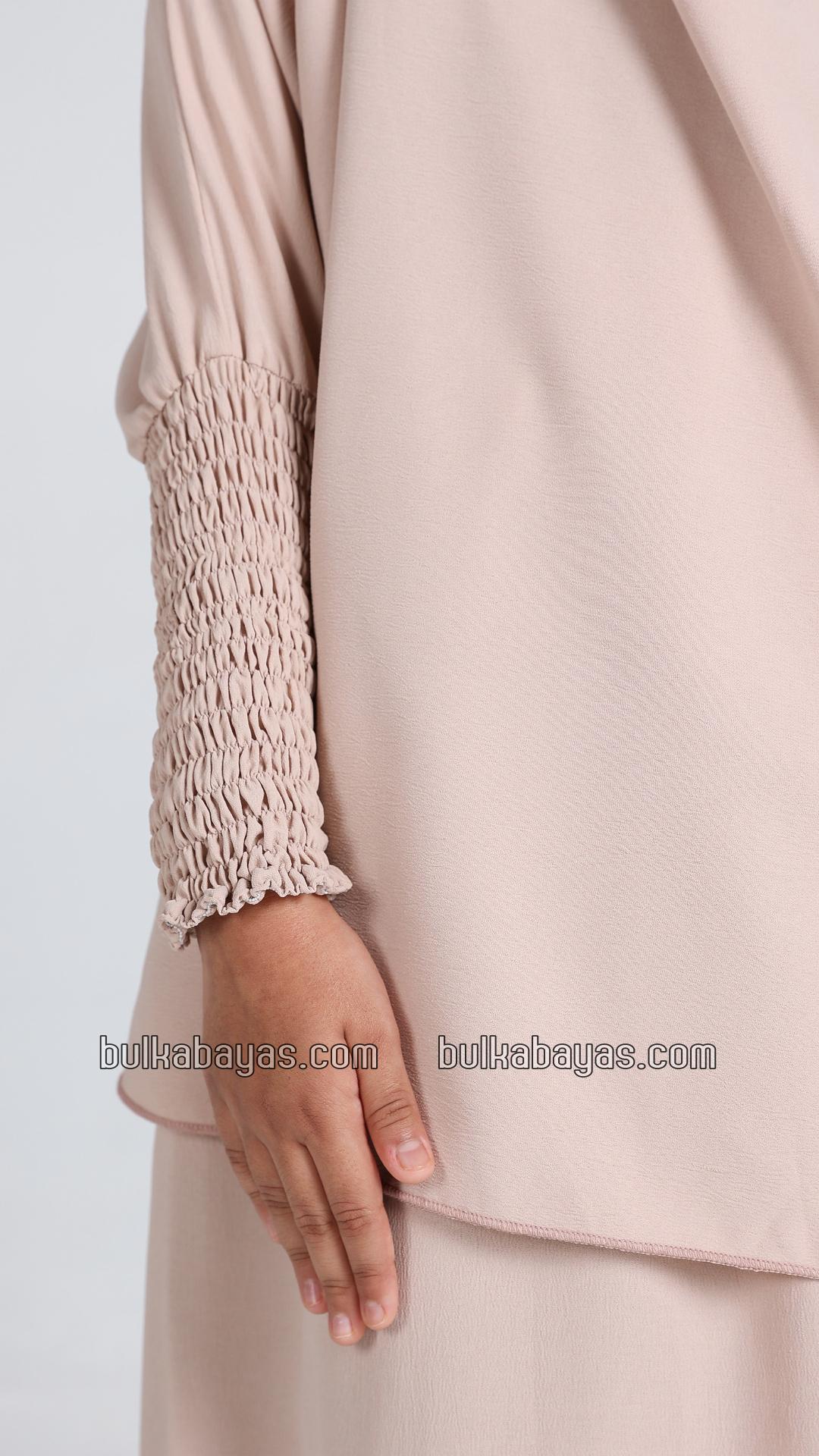 Bulk Kids Jilbab With Skirt And Khimar in Almond
