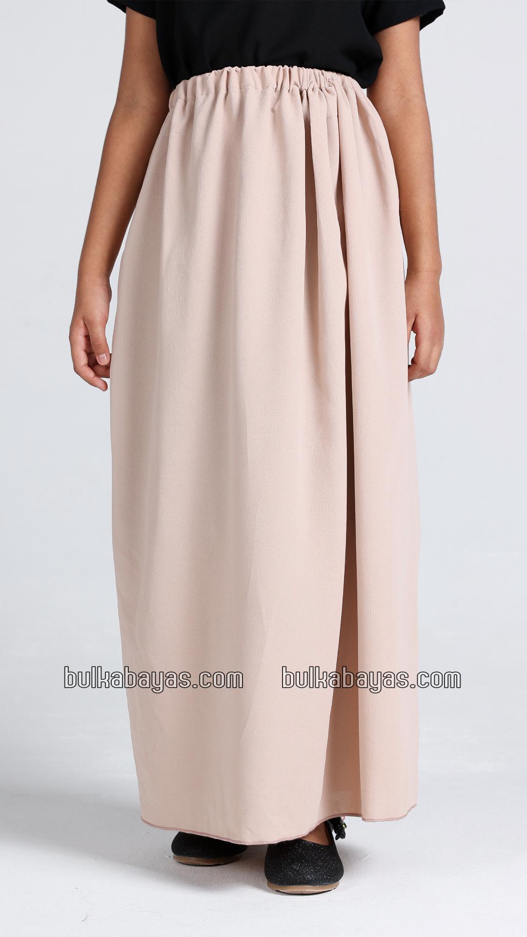 Bulk Kids Jilbab With Skirt And Khimar in Almond