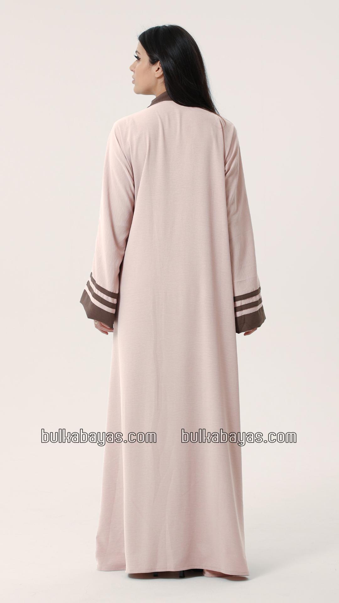 Bulk Trendy Abaya with Band Work on the Front and Sleeves in Almond 