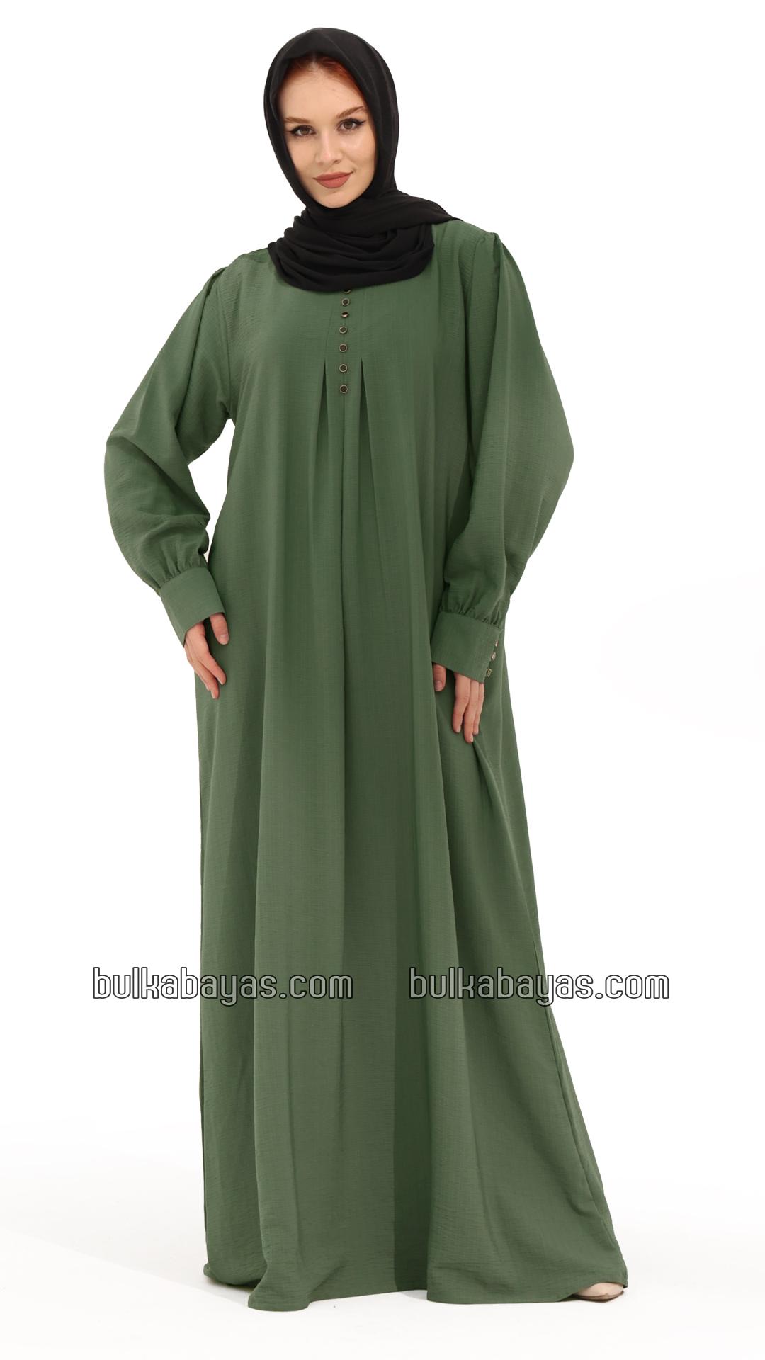 Bulk Gorgeous Abaya with Show Buttons in Olive 