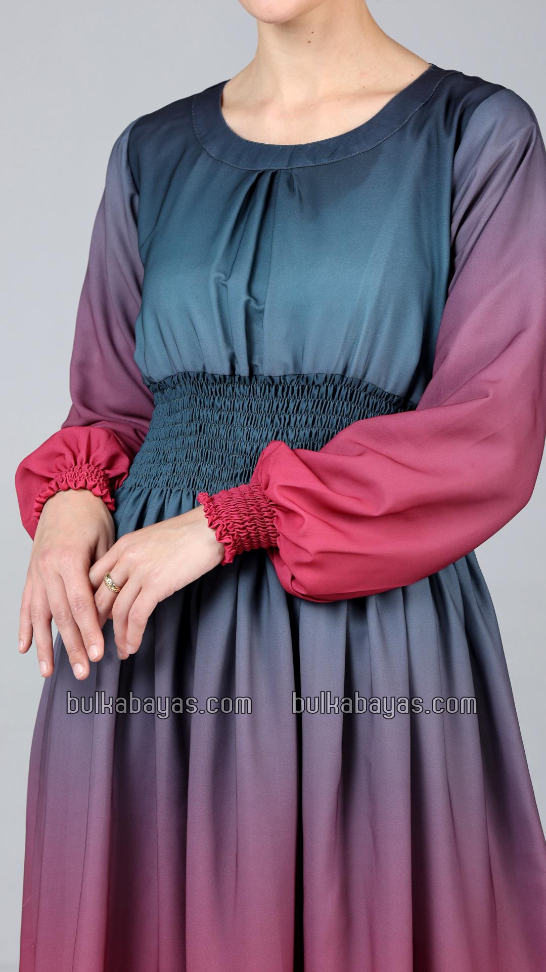 Bulk Stylish MultiColored Ombre Modest Dress