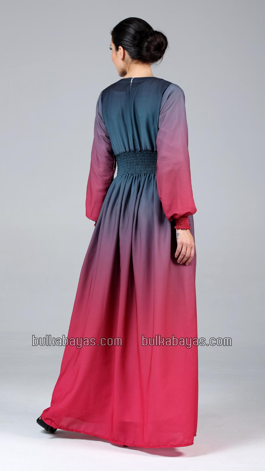 Bulk Stylish MultiColored Ombre Modest Dress