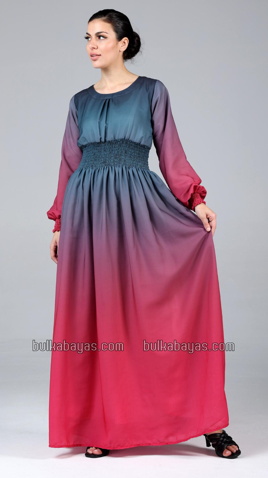 Bulk Stylish MultiColored Ombre Modest Dress